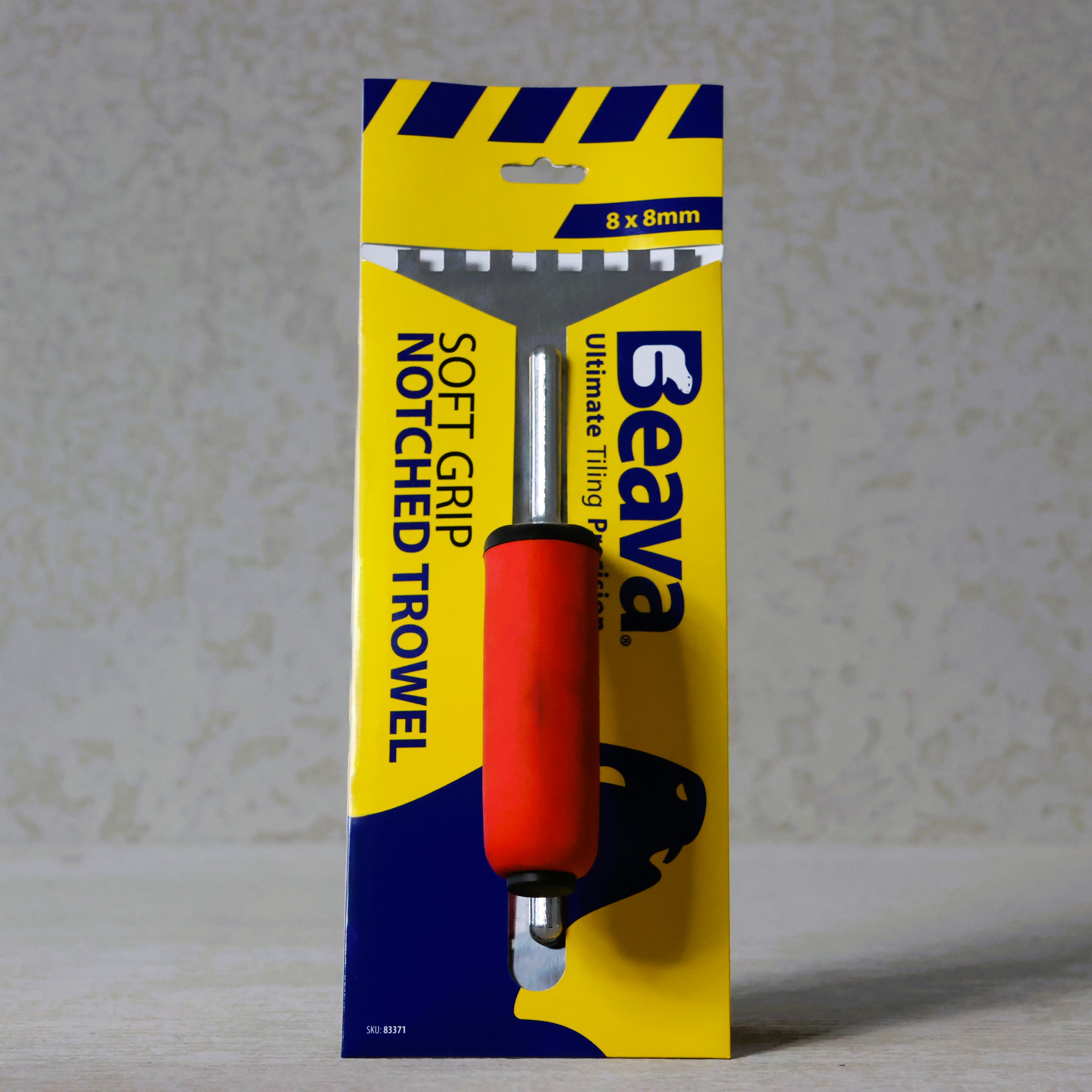 Beava 8x8 Soft Grip Pattern Notch Trowel (front)