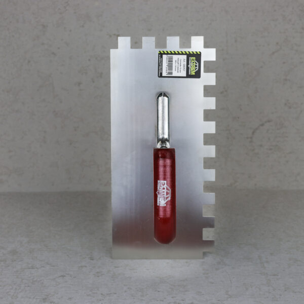 Beava Stainless Steel Wooden Handle Notched Trowel 15mm x 15mm